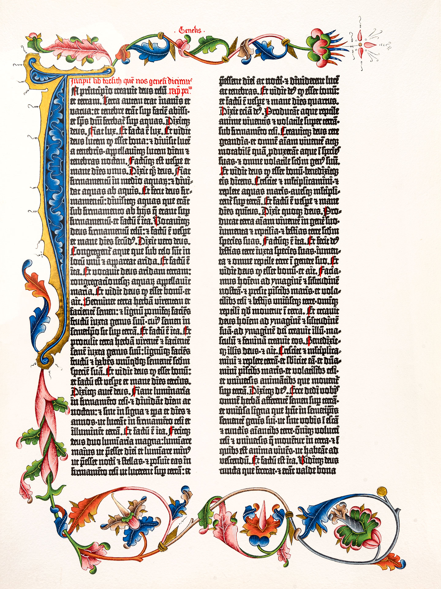 Genesis. Ornamental page from the Göttingen copy of the Gutenberg Bible