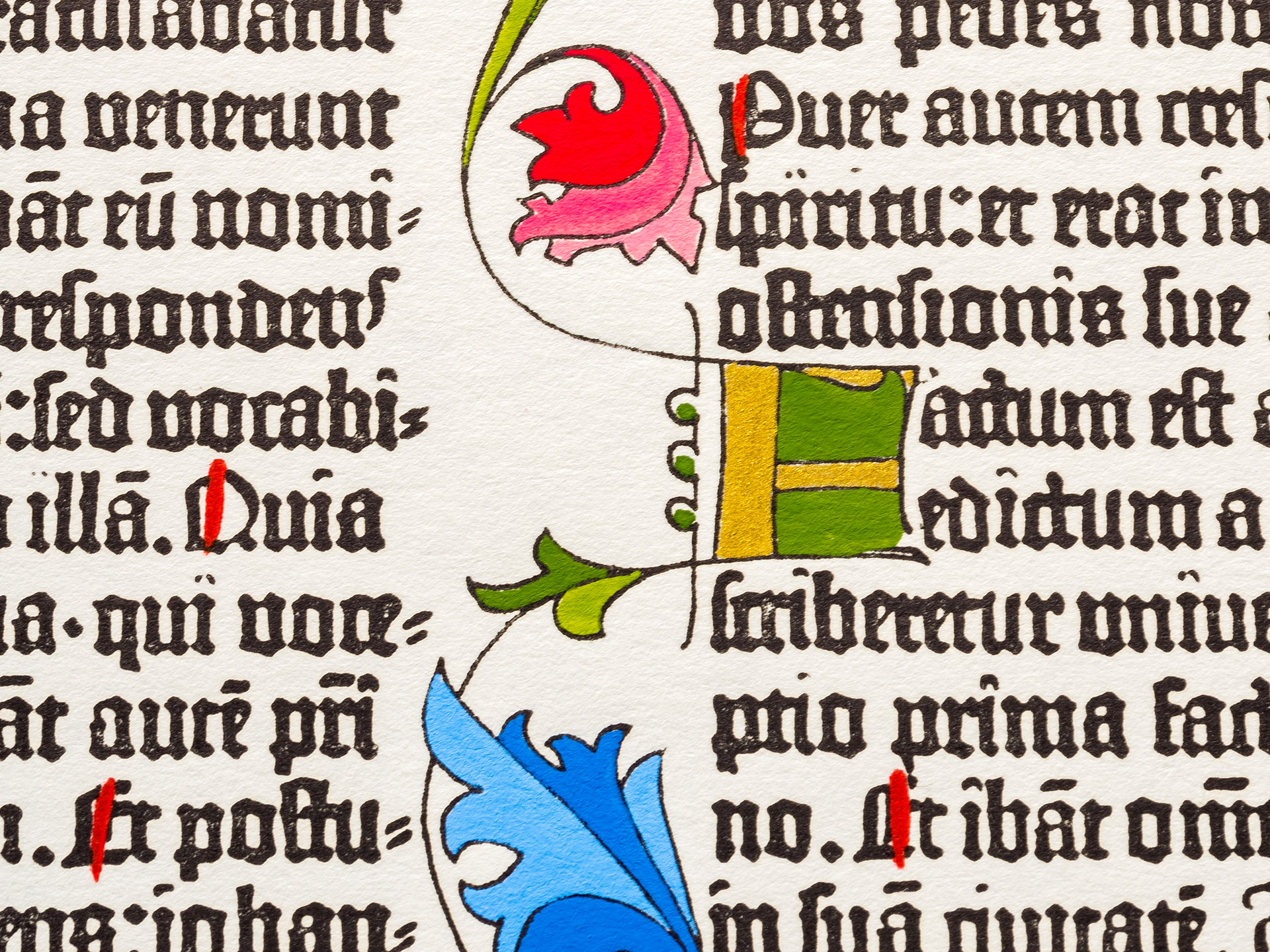 Die Weihnachtsgeschichte. Pressendruck Gutenberg-Bibel