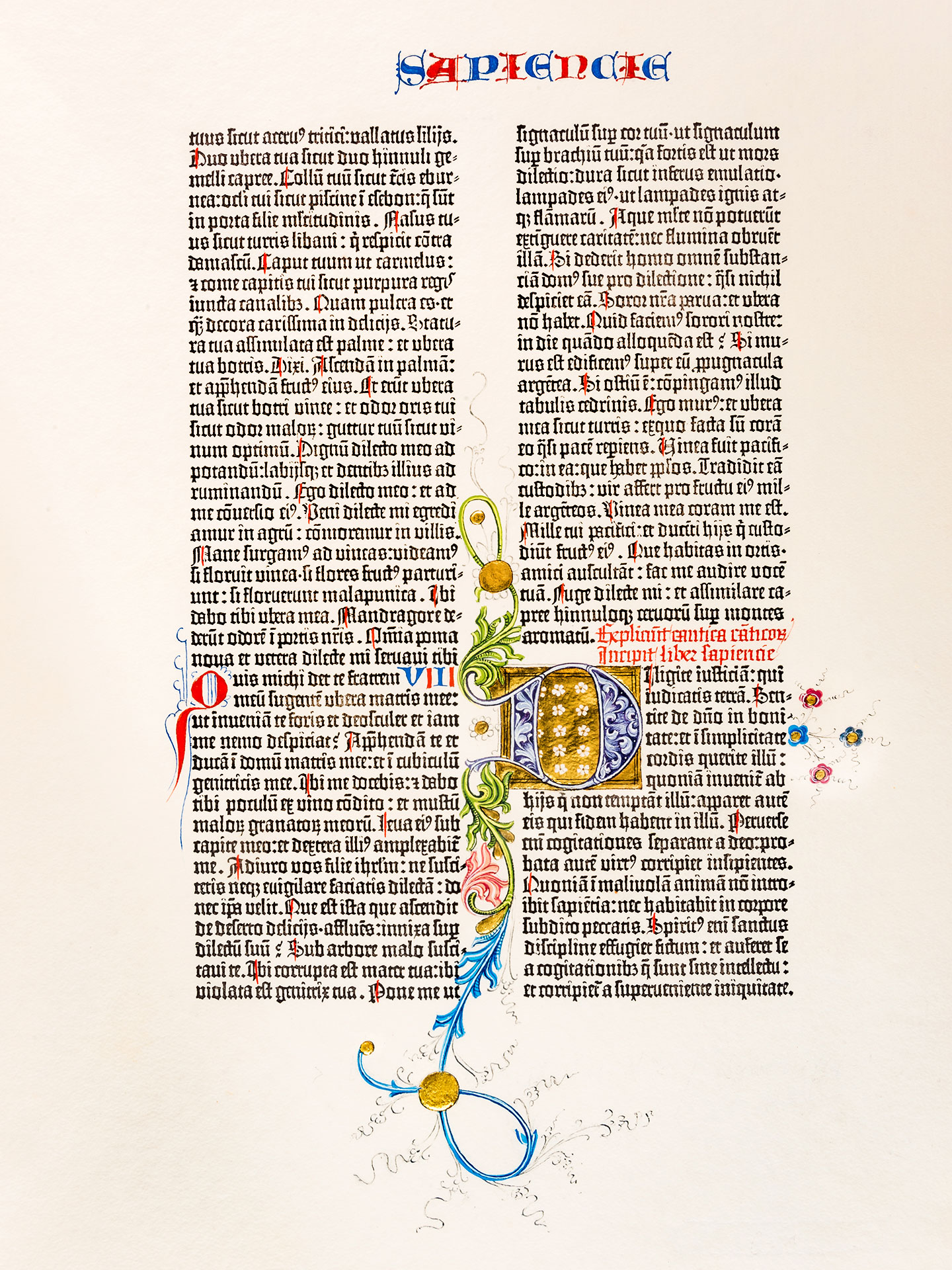 The Book of Wisdom. Ornamental page from the Berlin Gutenberg Bible