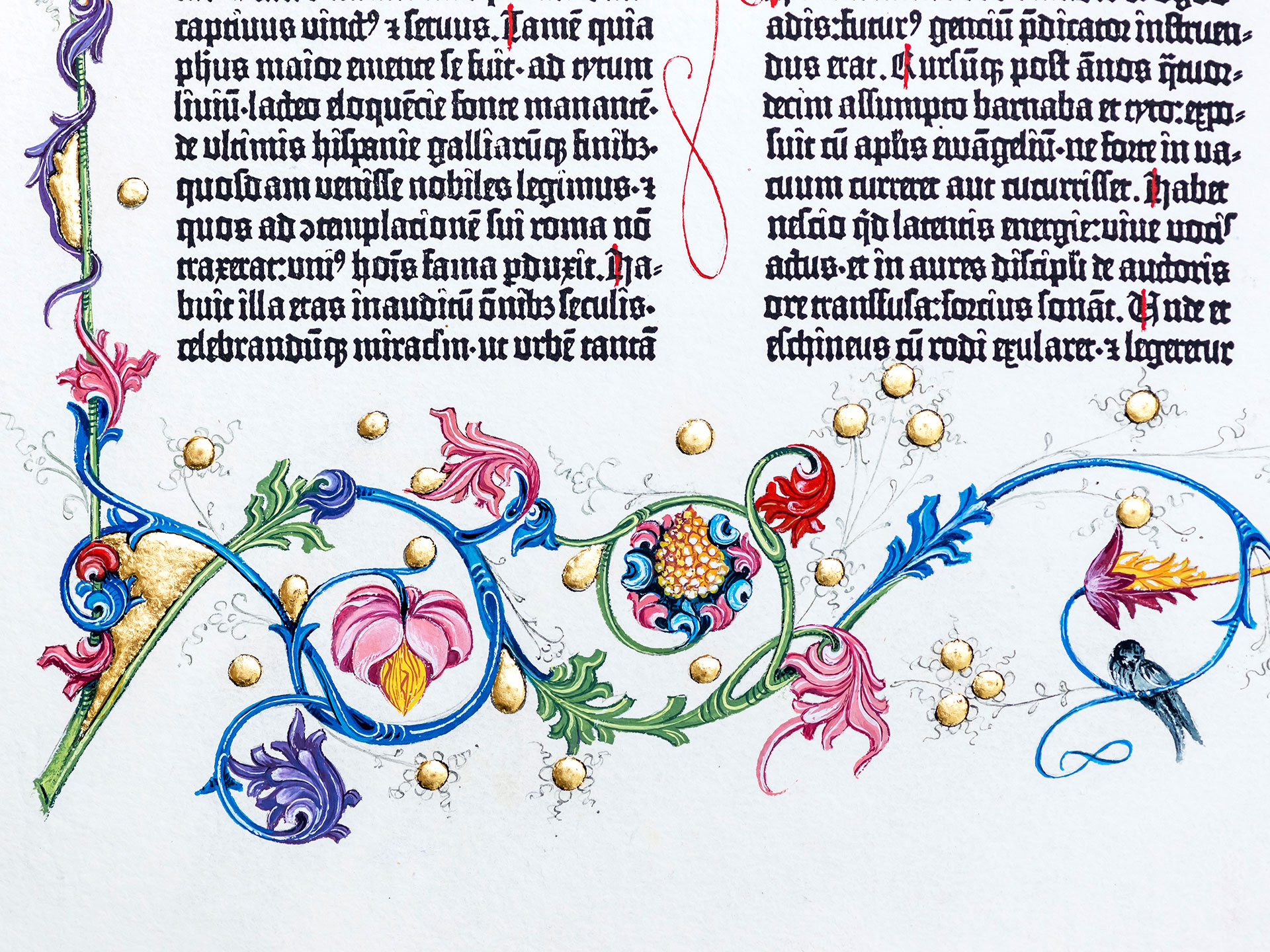 Epistle of St Jerome to Paulinus. Ornamental page from the Berlin copy of the Gutenberg Bible