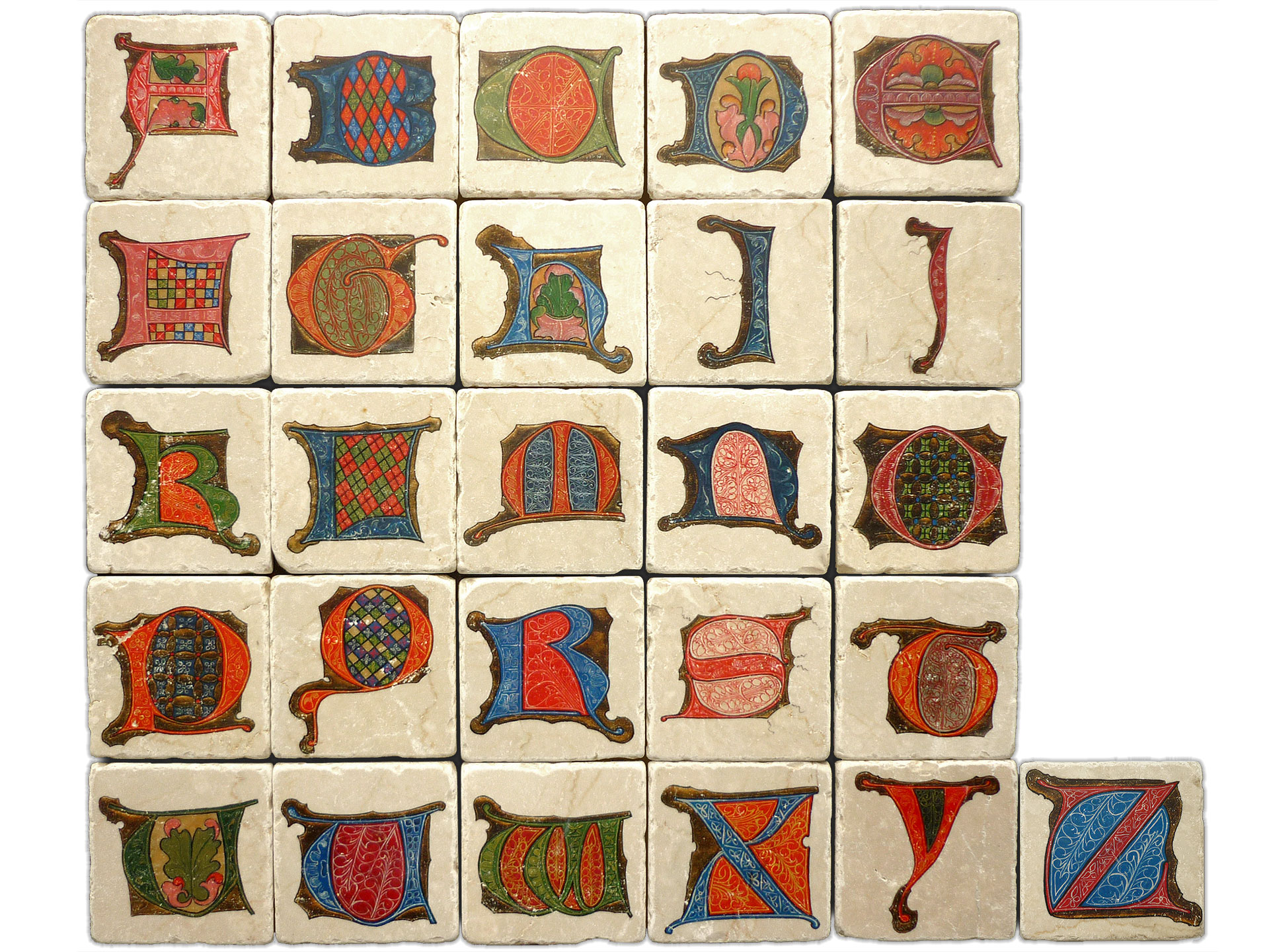 Marble tiles with 15th century initials
