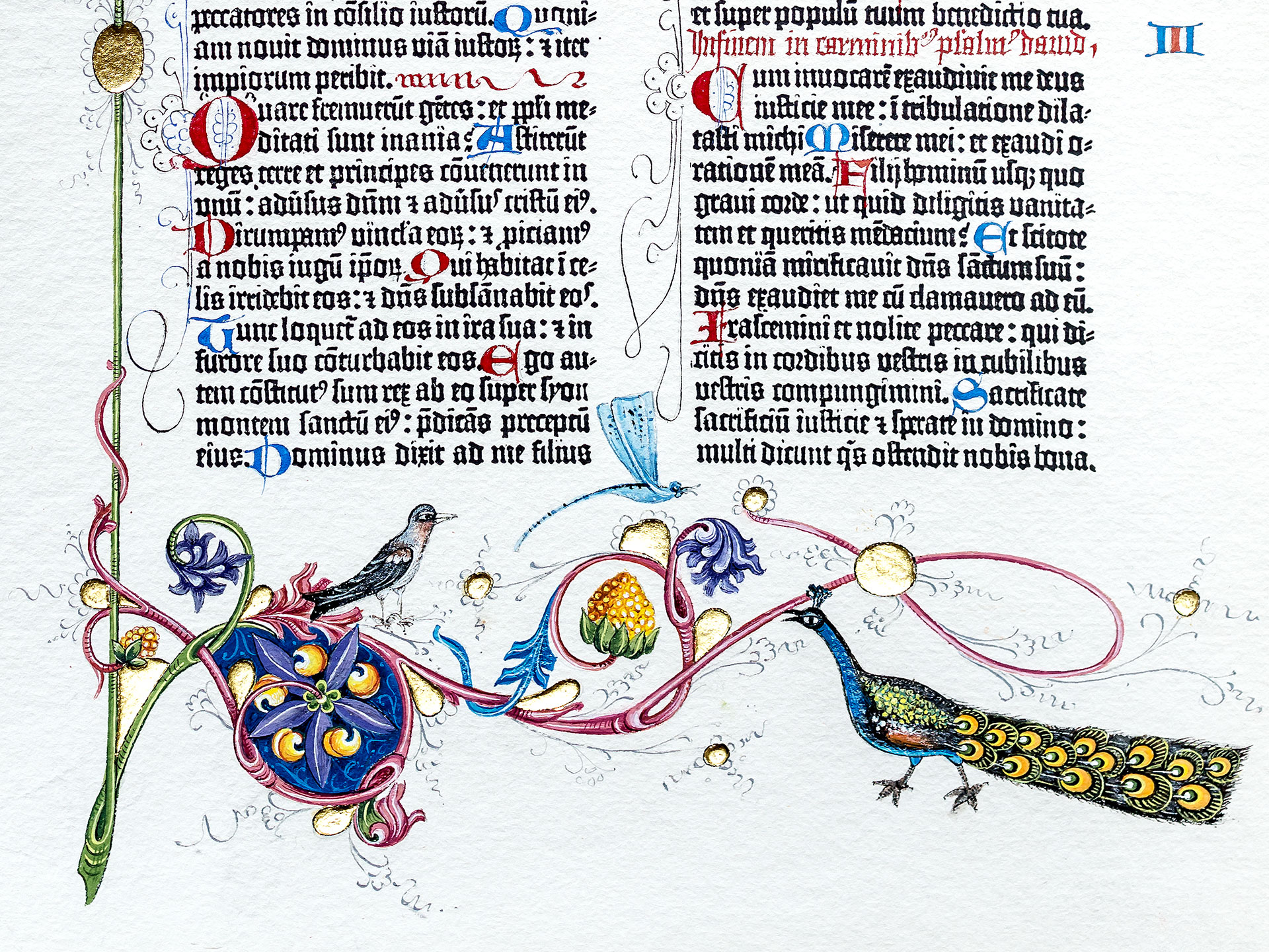 Psalm 1. Ornamental page from the Berlin copy of the Gutenberg Bible