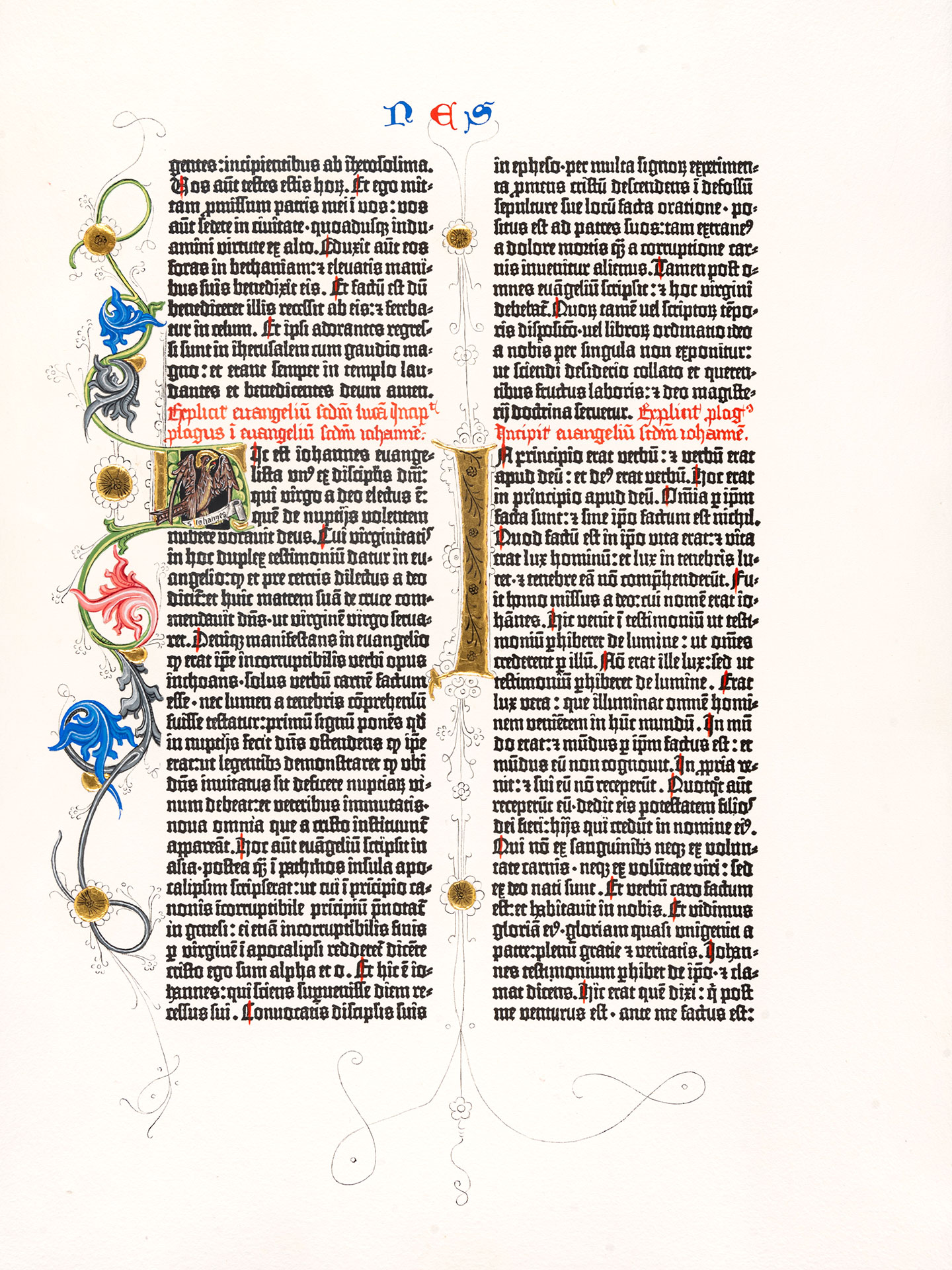 Das Johannes-Evangelium. Prachtseite Berliner Gutenberg-Bibel