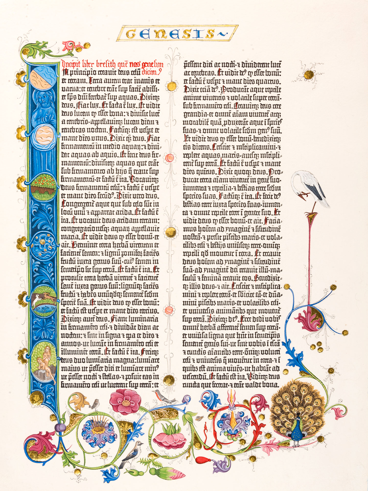 Genesis. Ornamental page from the Berlin copy of the Gutenberg Bible