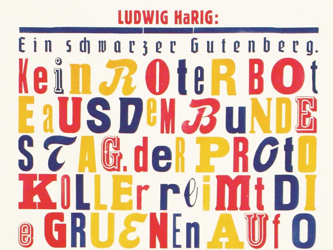 Handpressendruck Strugalla, Harig: Ein schwarzer Gutenberg