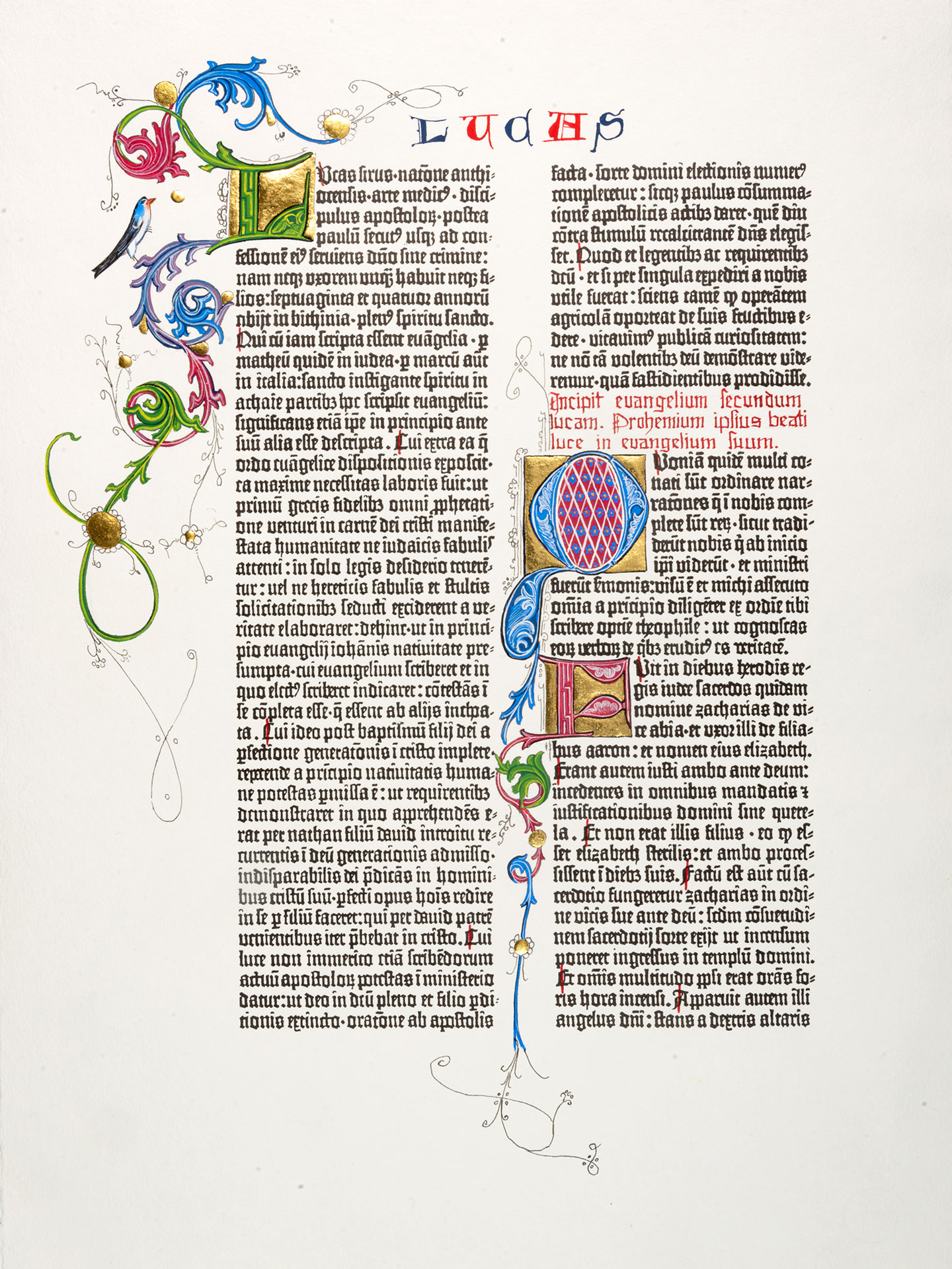 Gospel of Luke. Ornamental page from the Gutenberg Bible (Variant)
