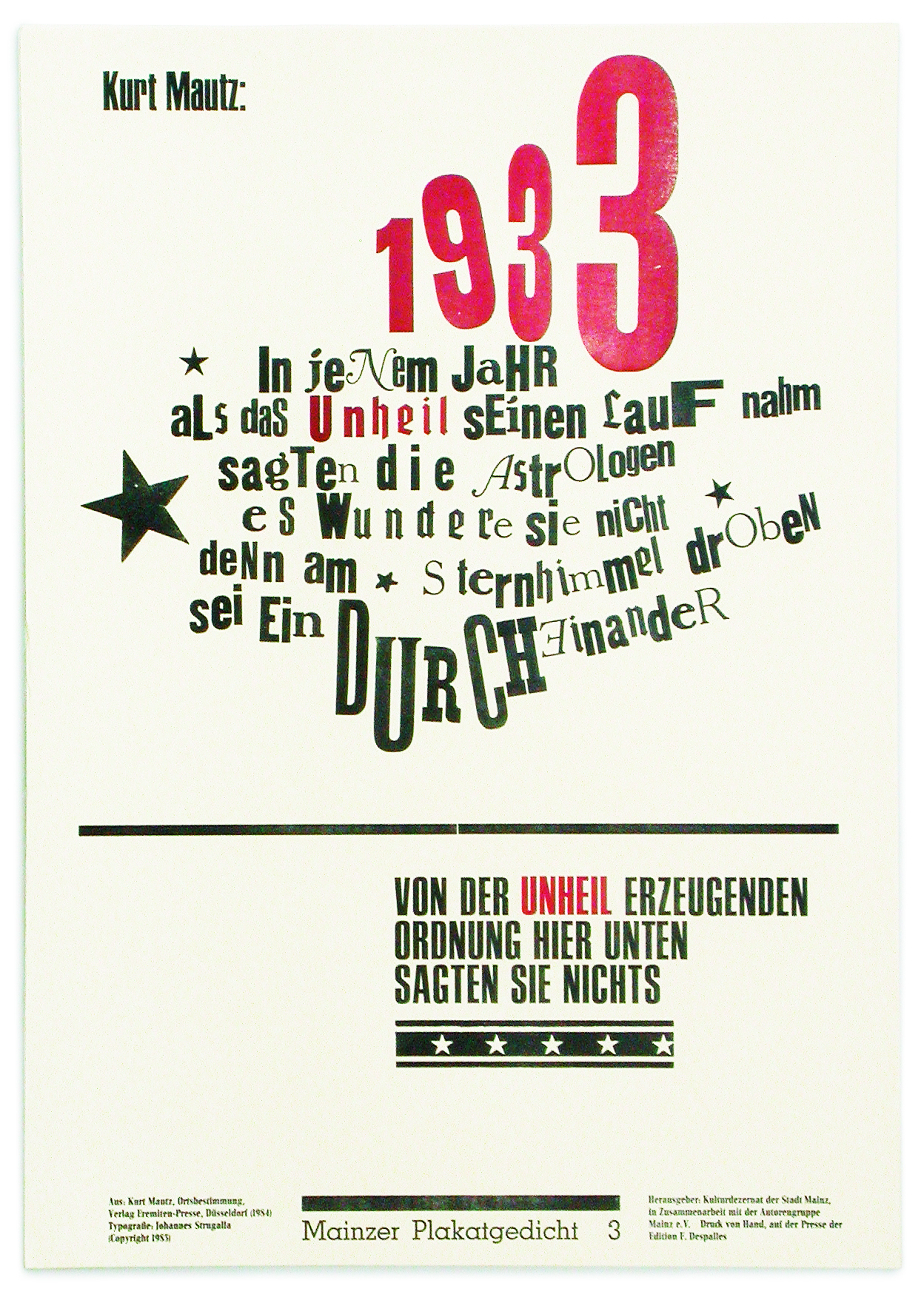 Poster Strugalla, Mautz: 1933