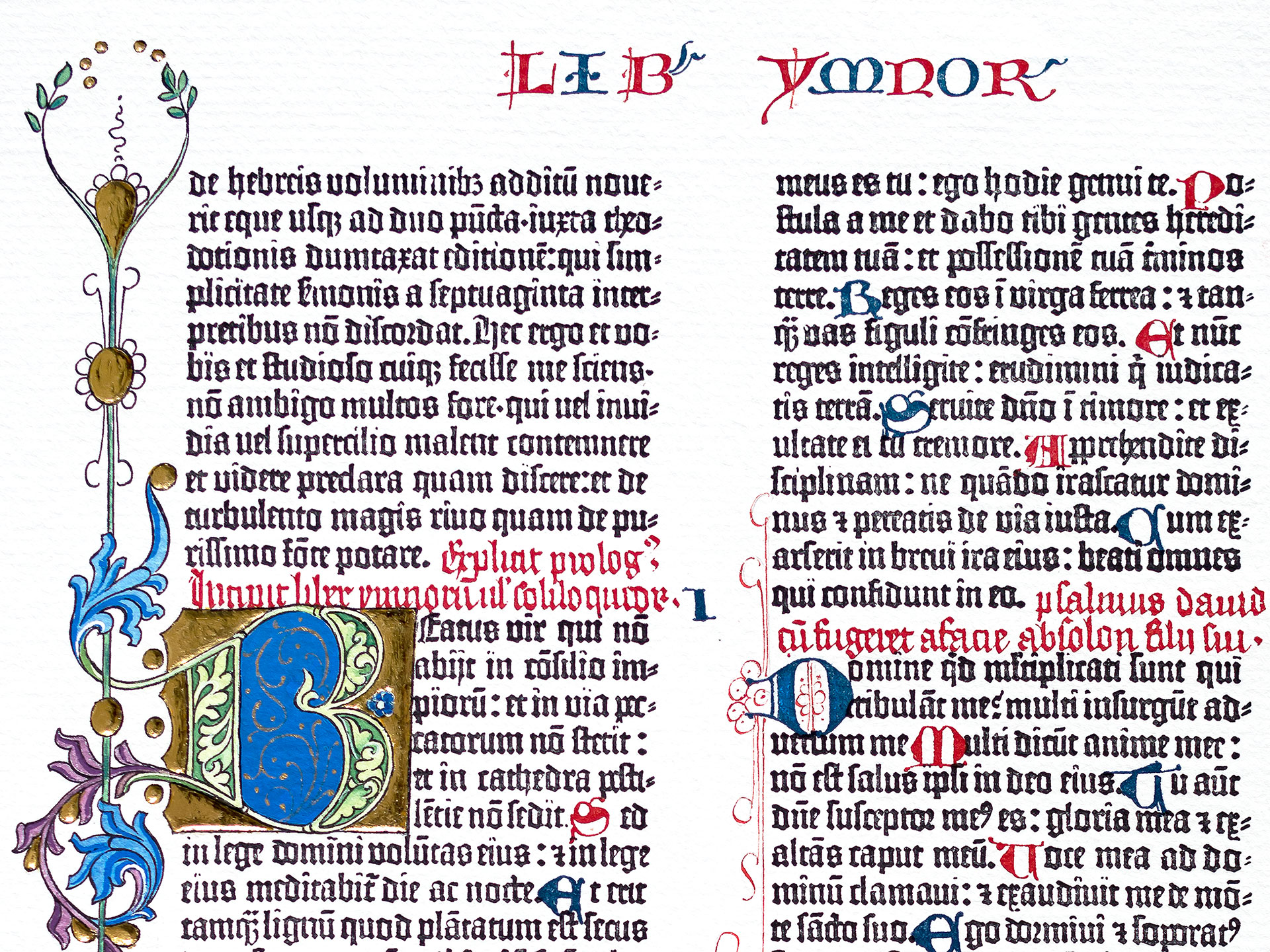 Psalm 1-4. Prachtseite Berliner Gutenberg-Bibel (Variante)