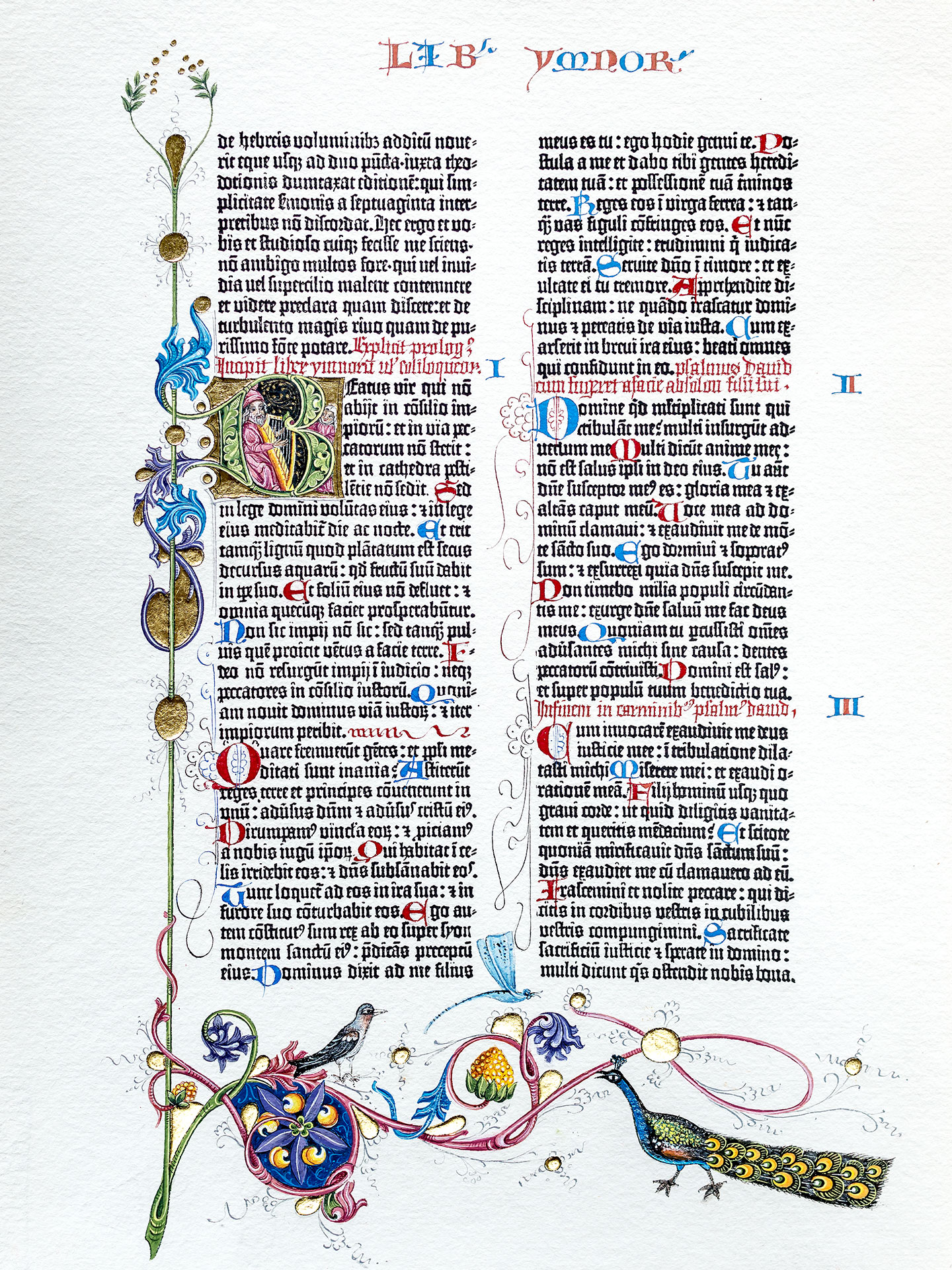 Psalm 1-4. Prachtseite Berliner Gutenberg-Bibel