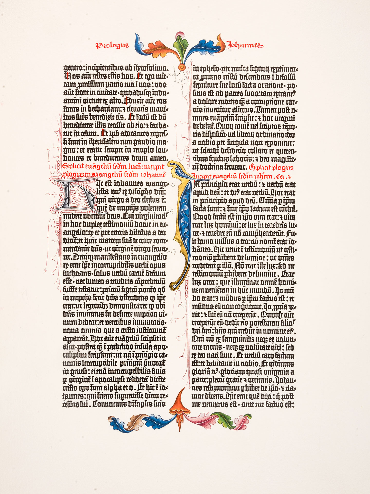 Das Johannes-Evangelium. Prachtseite Göttinger Gutenberg-Bibel