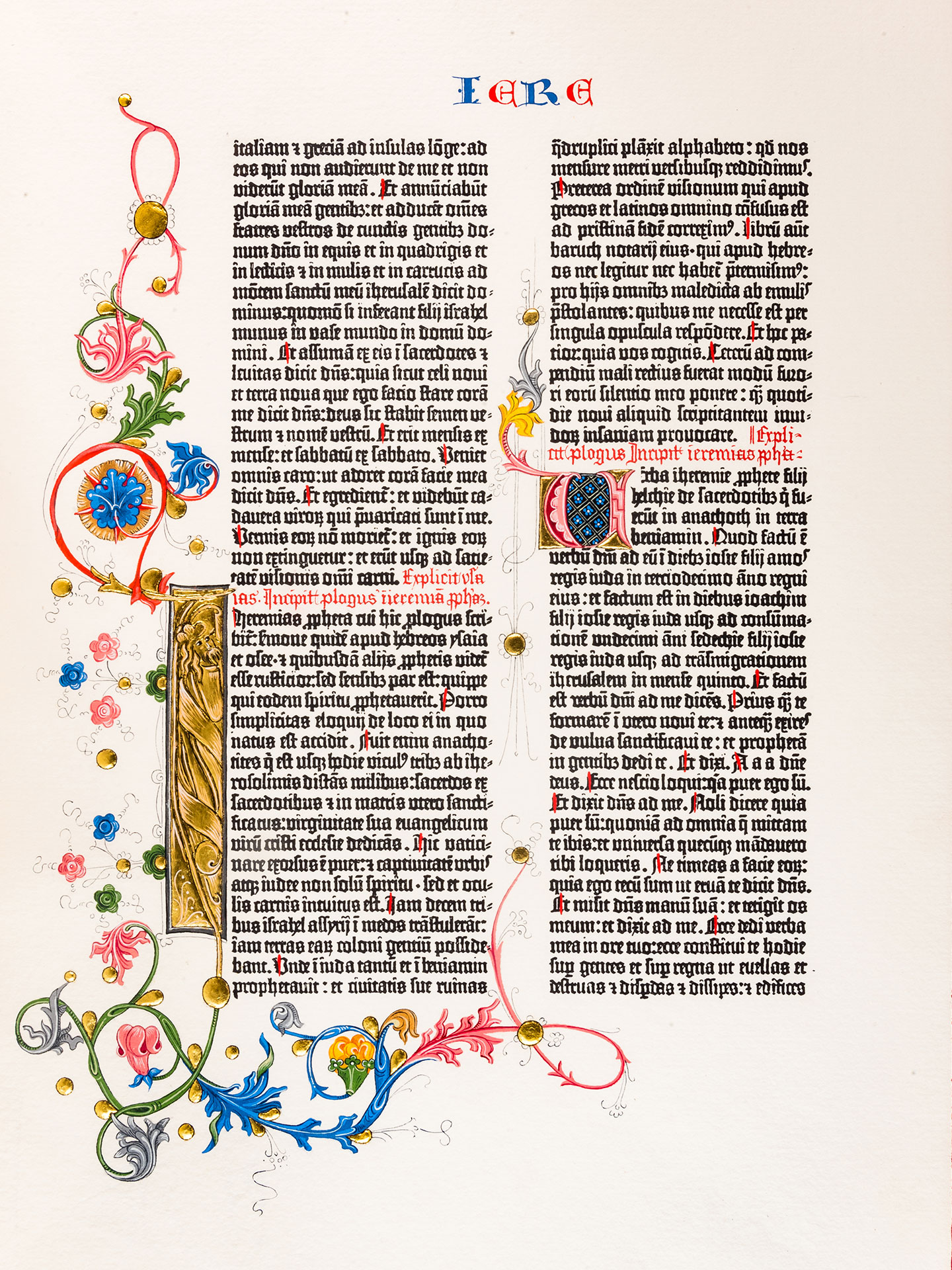 Prologue to the Book of Jeremiah. Ornamental page from the Gutenberg Bible
